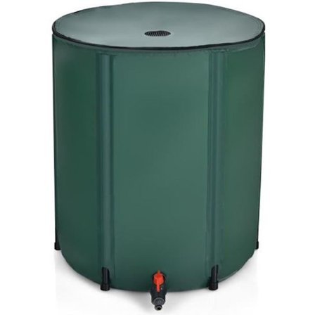 COSTWAY 225L PVC hopfällbar regnvattenuppsamlare med kran, säkerhetsventil nätfilternät för trädgård