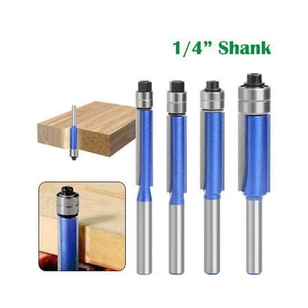 4-delars 1/4 tums skaft dubbellager jämnfräs, silverblå träfräs