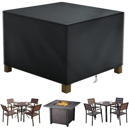 Hagemøbeltrekk, møbelbeskyttelsestrekk stue presenning, 420D Oxford stoff utendørs bordtrekk (120 * 120 * 74 CM)