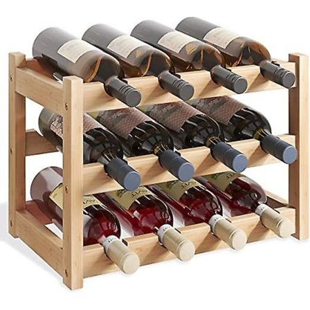Bambus Vinstativ, 16 Flasker Display Holder, 4-etagers Fritstående Opbevaringshylder Til Køkken, Spisekammer, Vinkælder, Bar(3-etagers)