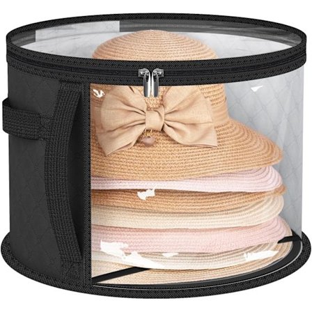 2-pak stor gennemsigtig opbevaringspose til hatte – rummer op til 7 kasketter, hatteholder til garderobe med håndtag