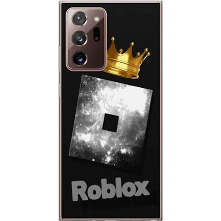 Kompatibelt Mobildeksel til Samsung Samsung Galaxy Note20 Ultra Minimalistisk svart og sølvfarget Roblox-symbol med gylden krone og luksuriøs gamer-