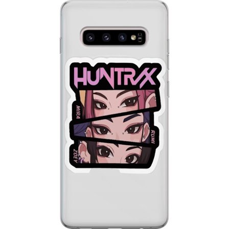 Yhteensopiva Puhelinkuori Samsung Galaxy S10+ K-pop-inspiroitunut futuristinen tyttöryhmä neonvaloissa ja kosminen sci-fi-kohtaus