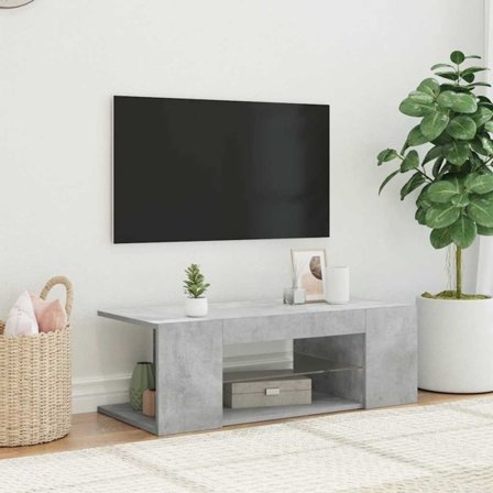 vidaXL TV-bänk med LED-belysning betonggrå 90x39x30 cm