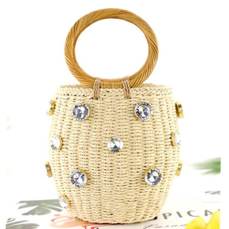 Vann Diamond Grass Woven Bag Håndholdt Rattan Woven Bag BEIGE