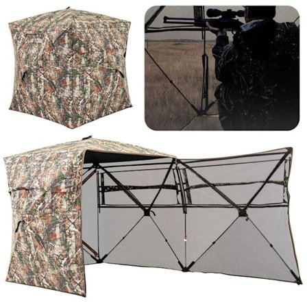 COSTWAY Camouflage 2-3 personers pop-up jagttelt-4 klare envejspaneler-3 vinduer,gardinkroge-taske