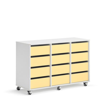Student storage CASPER, 12 drawers, white, dark green