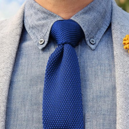 Royal Blue Knitted Tie for Men - Skinny ties