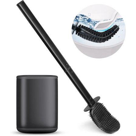 Silikon Toalettbørste og Holder, Rasktørkende Silikonbørste med Avtakbar Base