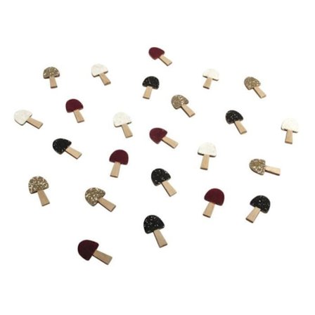 12 trä- och glitterlimsvampar 2,5 x 1,5 cm