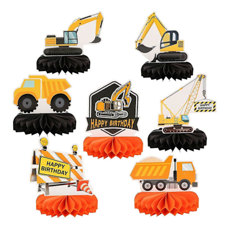 7 stk. Lastbil-tema Party Dekorationer Konstruktion Honningkage Midtpunkter Bord Toppers til Børn Fødselsdag