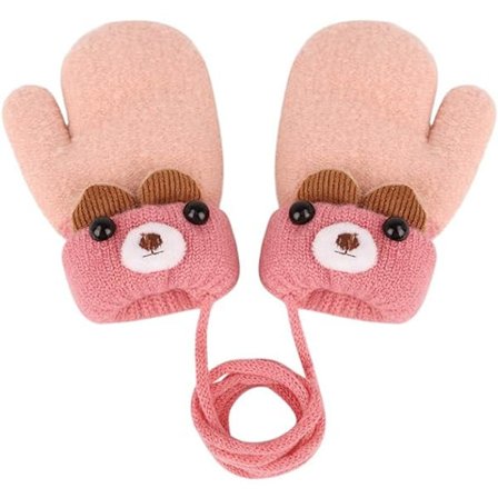 Toddler Magic Stretch Mittens Tjocka Plyschfodrade, Vinter Baby Boys Girls Stickade Vantar Varma Fluffiga Hel Finger Vantar Kallt Väder Skidhandskar