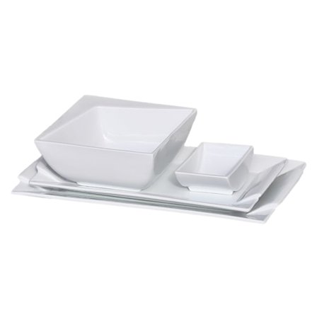 Spisestel i porcelæn VM04 Tallerken, Måne og Kant - 16 dele