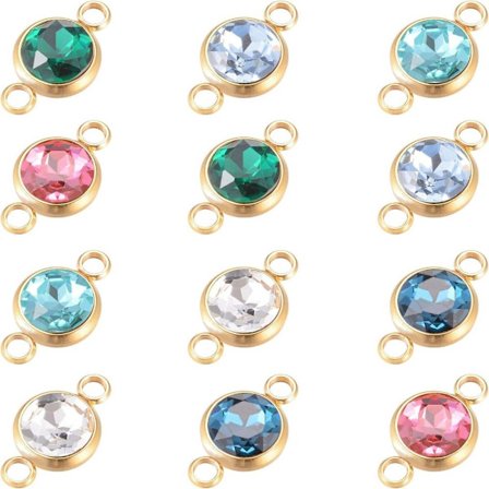 Cubic Zirconia Charms Charms Platta Runda Platta Runda Glaslänkar