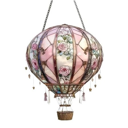 Solcelledrevet havelampe i form af en varmluftballon med flammeeffekt, akrylhængende solcellelampe G 1 stk