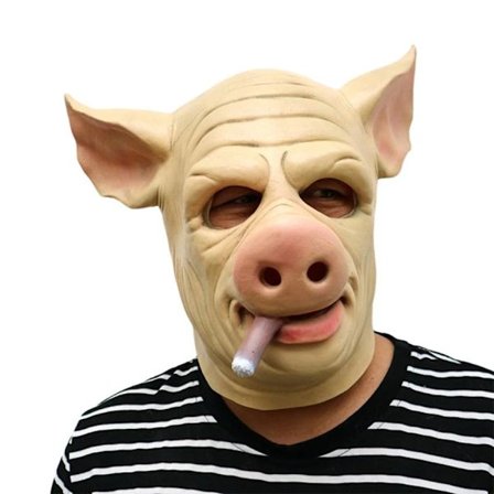 Smoking Pig Head Nattklubb Skräck Rolig Pig Mask Cosplay