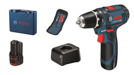 Bosch GSR 12V-15 Drill med batteri og lader, Maskiner