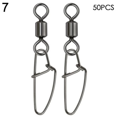 50 st Fiskesnabbkoppling med Stift Rullande Swivel 7 7