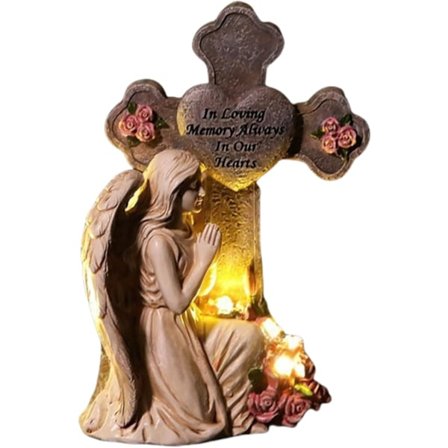 Engel Statue, Bedende Engel Skulptur Udendørs - Sympatisk Mindesmærke Gravdekorationer til Gårdhave Plæne