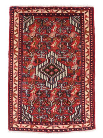 Asadabad Teppich 61X91 Dunkelrot/Schwarz Wolle, Persien