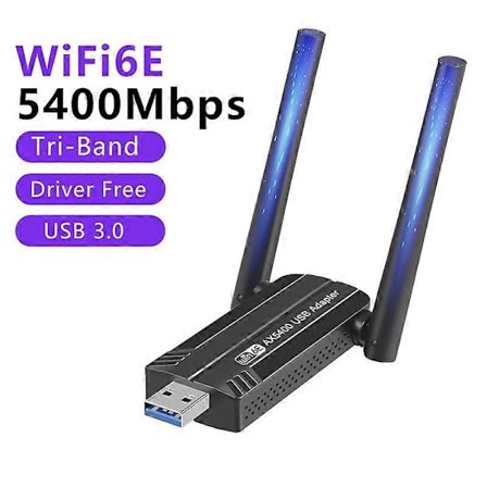 5400Mbps WiFi 6E Nettverkskort USB 3.0 WiFi Adapter Tri-Band 2.4G 5G 6G Wifi Mottaker Dongle for Wind