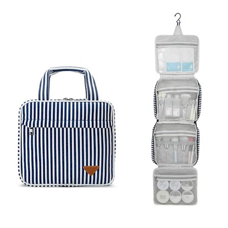 Stribet toilettaske i kanvas Model 4