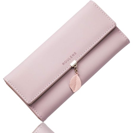 Dames portemonnee, RFID-blokkerende PU-leren portemonnee voor dames Blad hanger rits portemonnee met meerdere kaartvakken en ruim compartiment