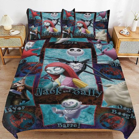 Sengesæt WM310 Nightmare Before Christmas Sengesæt Dynebetræk Komfortabelt og Let Tegneserie Sengetøj 3 Dele SW310