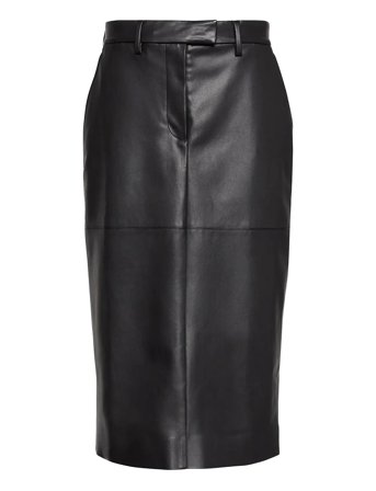 Faux Leather Midi Skirt Black Calvin Klein