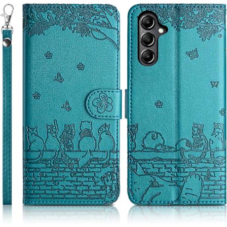 Lommebokdeksel for Samsung Galaxy A55 5G, Premium PU-lær magnetisk flipbeskyttende deksel med kortsporstativfunksjon