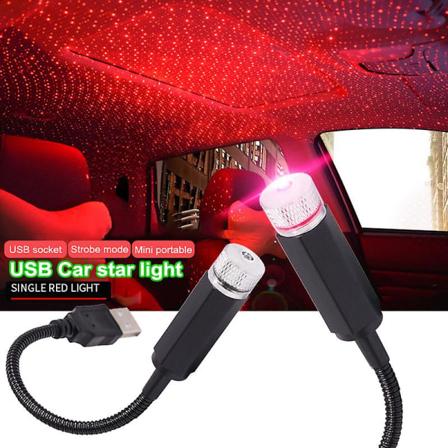 Valoisa kattovalo autoon USB LED-kattoprojektio kannettava säädettävä Mini-tunnelmavalot (punainen)