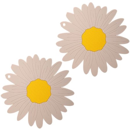 PVC Solsikke Grydelapper Varmebeskyttelse til Bord og Bordplade, til Gryder & Varme Retter, Skridsikre Underlag, Lysebrun