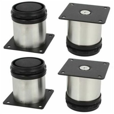 Set med 4 köksbensfötter i rostfritt stål - Justerbara - Runda - 50 x 50 mm