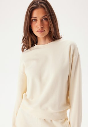 Pieces Pcchilli Ls Loose Sweat White Pepper Klær