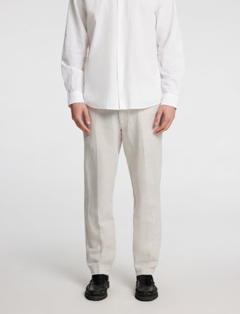 Selected Slh196-Straight Leroy Linen Bld Pnt Noos - White - L