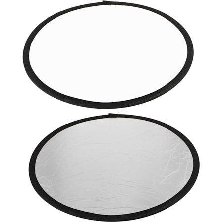 1 stk. sammenklappelig reflektor, bærbar diffuser, forsyninger, reflektor til studie, 2-i-1 fotoreflektor, 60 cm (sølv og hvid)