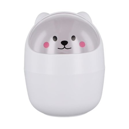 1 st. Bordssopbehållare, Liten Skrivbords Sopbehållare med Lock, Mini Avtagbar Söt Pennhållare, Söt Papperskorg, Plast