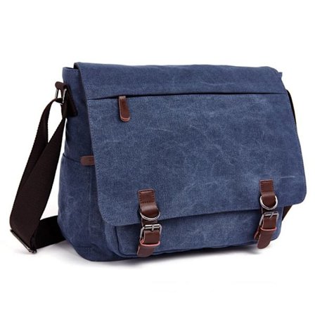 Laptop Messenger Väskor, Herr Axelväska, 16 Tum Vintage Canvas Väska för Skola och Arbete, Flera Fack.