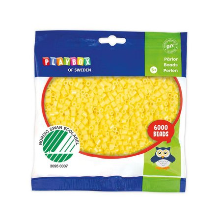 PLAYBOX Rörpärlor pastellgul 6000/fp - Lyreco - Skola och förskola - Hobbymaterial - Nabbipärlor - Rörpärlor