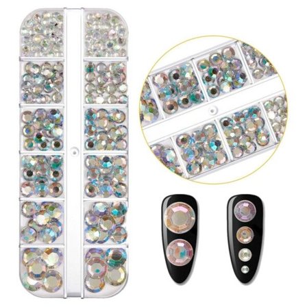 Stor rhinestone negle dekorasjoner krystall - forskjellige størrelser i aske