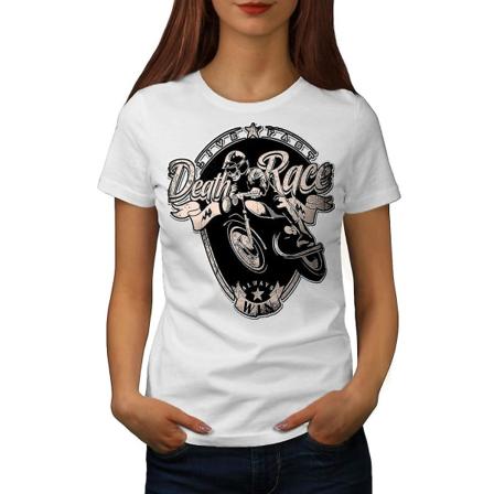 Racing motorcykel kvinnor vit skjorta 3XL
