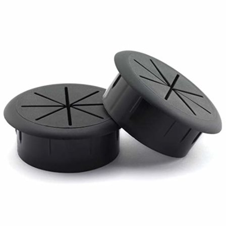2 stk. 2-3/8 tommer Fleksible Bordkabel Grommets Ledningsorganisator Hulafdækning til Styring og Skjuling af Kontor PC Desktop Kabel (Sort)