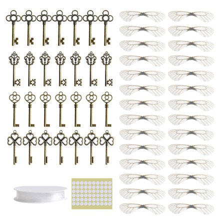 Exquisite Vintage Skelettnycklar Flygande Nycklar Charms Bröllopsfestgåva Hänge