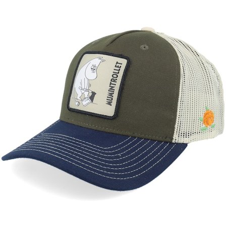 SQRTN - Azul trucker Gorra - Moomin Patch Olive/Navy/Beige Trucker @ Hatstore