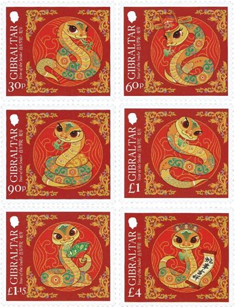 Gibraltar - Slangens år - Postfrisk sæt 6v