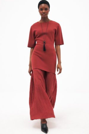 NA-KD Kombinerad stickad maxiklänning - T-shirtklänningar - Röd - M