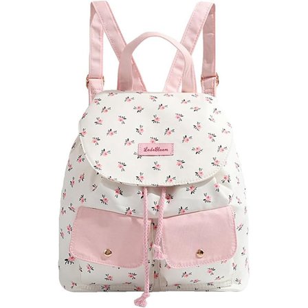 Estetisk ryggsekk jenter skolesekk blomstret campus ryggsekk college stil søt kawaii campus ryggsekk egnet for tenåringer ungdomsskole universitet