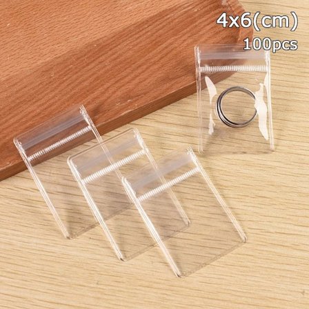 100 stk selvforseglende taske med lynlåslås 100 stk 4X6cm 100 stk 4x6cm