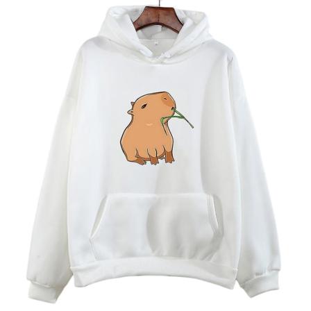 Hauska Capybara Print Huppari Naiset/Miehet Kawaii Cartoon Topit Paita Tytöille Unisex Muoti Harajuku Graafinen Hupulliset Puserot-G .i white XXXL