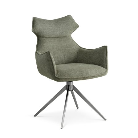 Liva Esszimmerstuhl, Armlehnen | Drehfunktion | Chromgestell in Grün, Modernes Design, 90cm Höhe, Bequeme Polsterung, Strukturstoff Bezug.